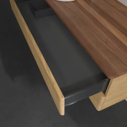 VILLEROY BOCH Antao Waschbeckenunterschrank, mit Beleuchtung, 2 Auszüge, 1200 x 360 x 500 mm, Front mit Struktur, Honey Oak / Warm Walnut #L22152HN, Bild 7