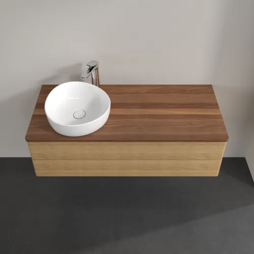VILLEROY BOCH Antao Waschbeckenunterschrank, mit Beleuchtung, 2 Auszüge, 1200 x 360 x 500 mm, Front mit Struktur, Honey Oak / Warm Walnut #L22152HN, Bild 4
