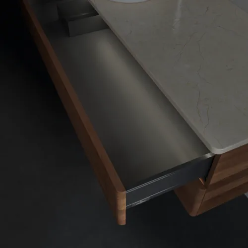 Bild von VILLEROY BOCH Antao Waschbeckenunterschrank, mit Beleuchtung, 2 Auszüge, 1200 x 360 x 500 mm, Front mit Struktur, Warm Walnut / Botticino #L22153HM