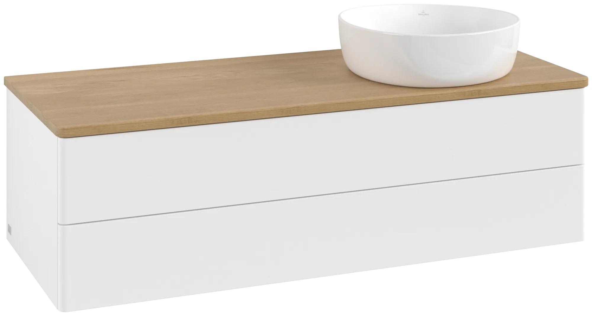 Obrázek VILLEROY BOCH Antao Vanity unit, with lighting, 2 pull-out compartments, 1200 x 360 x 500 mm, Front without structure, White Matt Lacquer / Honey Oak #L23011MT