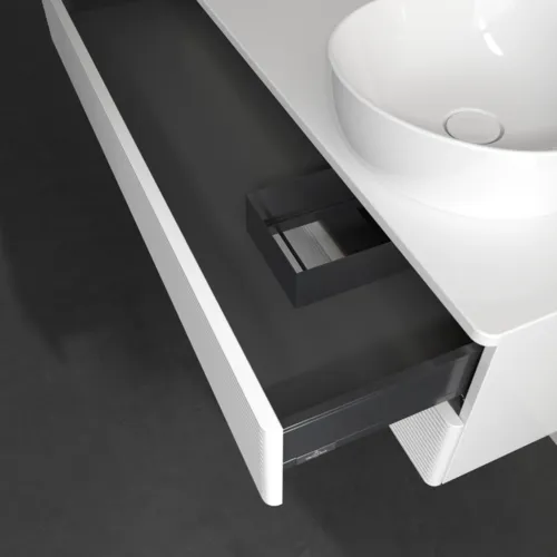 Bild von VILLEROY BOCH Antao Waschbeckenunterschrank, mit Beleuchtung, 2 Auszüge, 1200 x 360 x 500 mm, Front mit Struktur, Glossy White Lacquer / Glossy White Lacquer #L23110GF