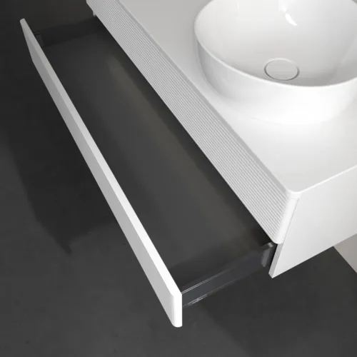 Bild von VILLEROY BOCH Antao Waschbeckenunterschrank, mit Beleuchtung, 2 Auszüge, 1200 x 360 x 500 mm, Front mit Struktur, Glossy White Lacquer / Glossy White Lacquer #L23110GF