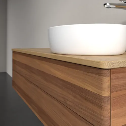 Bild von VILLEROY BOCH Antao Waschbeckenunterschrank, mit Beleuchtung, 2 Auszüge, 1200 x 360 x 500 mm, Front ohne Struktur, Warm Walnut / Honey Oak #L23051HM