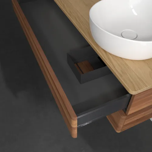 Bild von VILLEROY BOCH Antao Waschbeckenunterschrank, mit Beleuchtung, 2 Auszüge, 1200 x 360 x 500 mm, Front ohne Struktur, Warm Walnut / Honey Oak #L23051HM