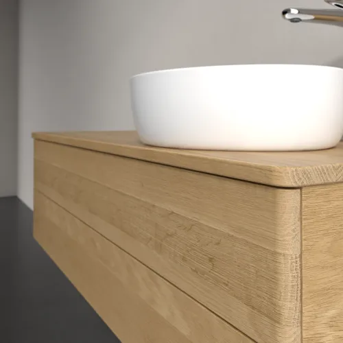 Bild von VILLEROY BOCH Antao Waschbeckenunterschrank, mit Beleuchtung, 2 Auszüge, 1200 x 360 x 500 mm, Front ohne Struktur, Honey Oak / Honey Oak #L23051HN