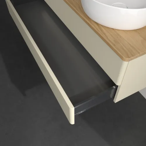 Bild von VILLEROY BOCH Antao Waschbeckenunterschrank, mit Beleuchtung, 2 Auszüge, 1200 x 360 x 500 mm, Front ohne Struktur, Silk Grey Matt Lacquer / Honey Oak #L23051HJ