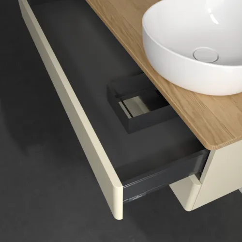 Bild von VILLEROY BOCH Antao Waschbeckenunterschrank, mit Beleuchtung, 2 Auszüge, 1200 x 360 x 500 mm, Front ohne Struktur, Silk Grey Matt Lacquer / Honey Oak #L23051HJ