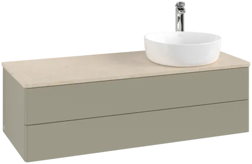 Obrázek VILLEROY BOCH Antao Vanity unit, with lighting, 2 pull-out compartments, 1200 x 360 x 500 mm, Front without structure, Stone Grey Matt Lacquer / Botticino #L23053HK