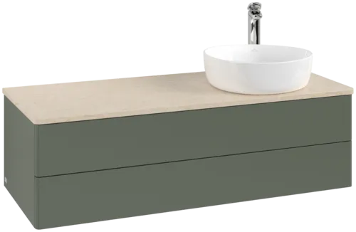 Obrázek VILLEROY BOCH Antao Vanity unit, with lighting, 2 pull-out compartments, 1200 x 360 x 500 mm, Front without structure, Leaf Green Matt Lacquer / Botticino #L23053HL