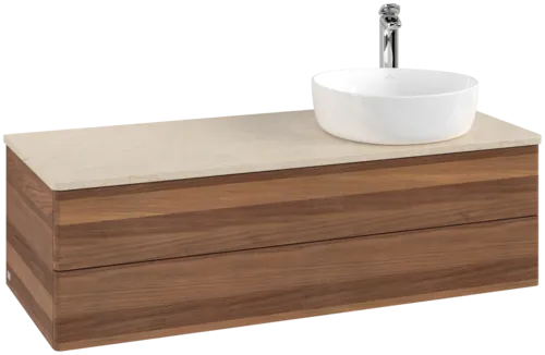 Obrázek VILLEROY BOCH Antao Vanity unit, with lighting, 2 pull-out compartments, 1200 x 360 x 500 mm, Front without structure, Warm Walnut / Botticino #L23053HM