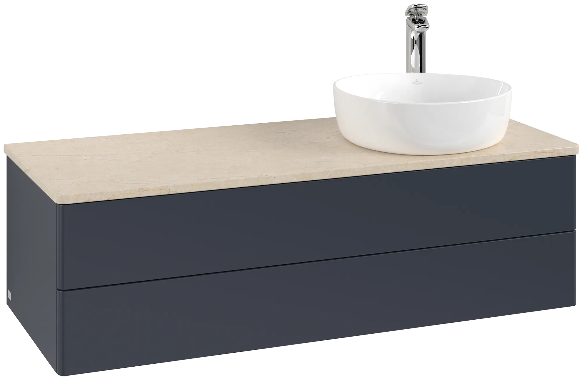 Obrázek VILLEROY BOCH Antao Vanity unit, with lighting, 2 pull-out compartments, 1200 x 360 x 500 mm, Front without structure, Midnight Blue Matt Lacquer / Botticino #L23053HG