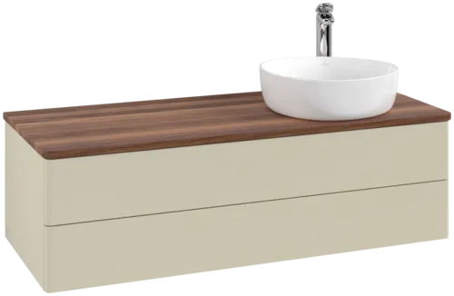 Obrázek VILLEROY BOCH Antao Vanity unit, with lighting, 2 pull-out compartments, 1200 x 360 x 500 mm, Front without structure, Silk Grey Matt Lacquer / Warm Walnut #L23052HJ