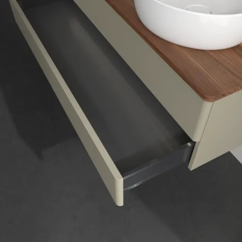 Bild von VILLEROY BOCH Antao Waschbeckenunterschrank, mit Beleuchtung, 2 Auszüge, 1200 x 360 x 500 mm, Front ohne Struktur, Stone Grey Matt Lacquer / Warm Walnut #L23052HK