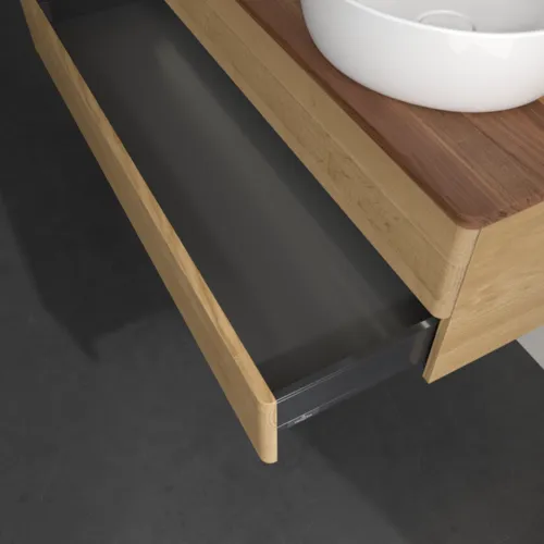 Bild von VILLEROY BOCH Antao Waschbeckenunterschrank, mit Beleuchtung, 2 Auszüge, 1200 x 360 x 500 mm, Front ohne Struktur, Honey Oak / Warm Walnut #L23052HN