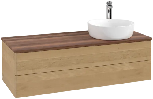 Obrázek VILLEROY BOCH Antao Vanity unit, with lighting, 2 pull-out compartments, 1200 x 360 x 500 mm, Front without structure, Honey Oak / Warm Walnut #L23052HN