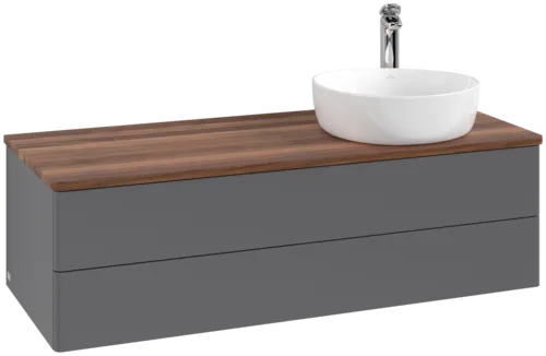 Obrázek VILLEROY BOCH Antao Vanity unit, with lighting, 2 pull-out compartments, 1200 x 360 x 500 mm, Front without structure, Anthracite Matt Lacquer / Warm Walnut #L23052GK