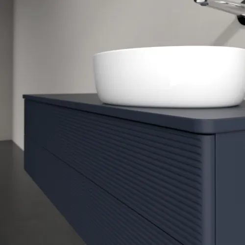 Bild von VILLEROY BOCH Antao Waschbeckenunterschrank, mit Beleuchtung, 2 Auszüge, 1200 x 360 x 500 mm, Front mit Struktur, Midnight Blue Matt Lacquer / Midnight Blue Matt Lacquer #L23110HG