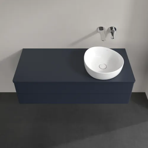 Bild von VILLEROY BOCH Antao Waschbeckenunterschrank, mit Beleuchtung, 2 Auszüge, 1200 x 360 x 500 mm, Front mit Struktur, Midnight Blue Matt Lacquer / Midnight Blue Matt Lacquer #L23110HG