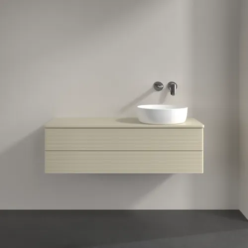 Bild von VILLEROY BOCH Antao Waschbeckenunterschrank, mit Beleuchtung, 2 Auszüge, 1200 x 360 x 500 mm, Front mit Struktur, Silk Grey Matt Lacquer / Silk Grey Matt Lacquer #L23110HJ