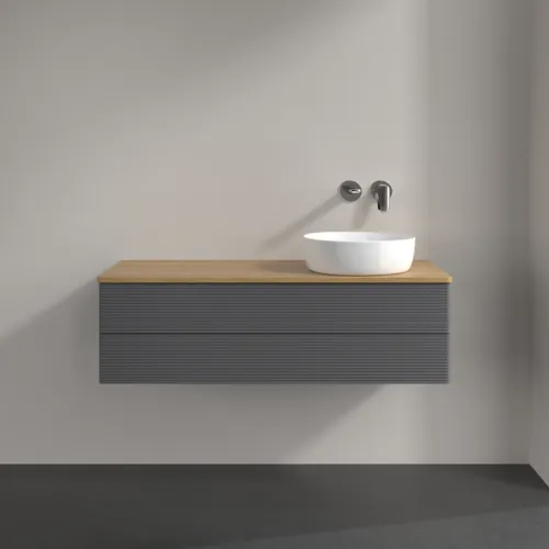 VILLEROY BOCH Antao Waschbeckenunterschrank, mit Beleuchtung, 2 Auszüge, 1200 x 360 x 500 mm, Front mit Struktur, Anthracite Matt Lacquer / Honey Oak #L23111GK, Bild 3
