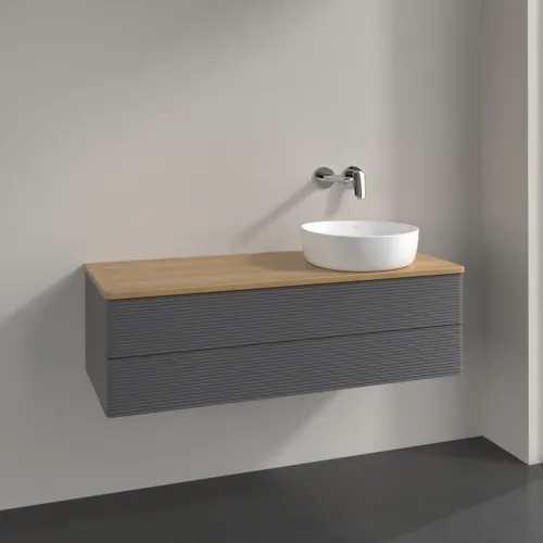 VILLEROY BOCH Antao Waschbeckenunterschrank, mit Beleuchtung, 2 Auszüge, 1200 x 360 x 500 mm, Front mit Struktur, Anthracite Matt Lacquer / Honey Oak #L23111GK, Bild 2