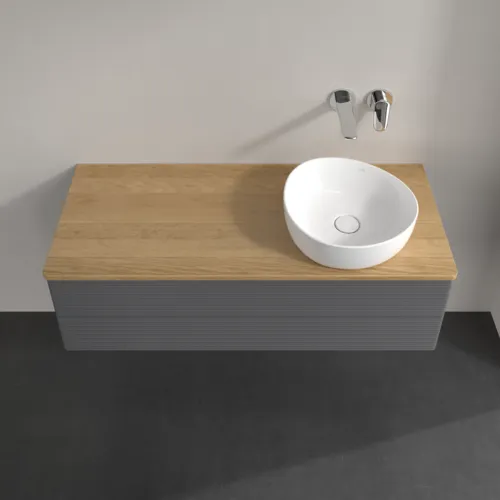 VILLEROY BOCH Antao Waschbeckenunterschrank, mit Beleuchtung, 2 Auszüge, 1200 x 360 x 500 mm, Front mit Struktur, Anthracite Matt Lacquer / Honey Oak #L23111GK, Bild 4