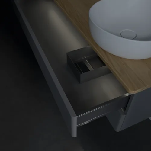 Bild von VILLEROY BOCH Antao Waschbeckenunterschrank, mit Beleuchtung, 2 Auszüge, 1200 x 360 x 500 mm, Front mit Struktur, Anthracite Matt Lacquer / Honey Oak #L23151GK