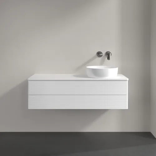 Bild von VILLEROY BOCH Antao Waschbeckenunterschrank, mit Beleuchtung, 2 Auszüge, 1200 x 360 x 500 mm, Front mit Struktur, White Matt Lacquer / White Matt Lacquer #L23110MT