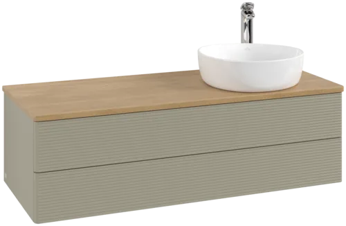 Obrázek VILLEROY BOCH Antao Vanity unit, with lighting, 2 pull-out compartments, 1200 x 360 x 500 mm, Front with grain texture, Stone Grey Matt Lacquer / Honey Oak #L23151HK