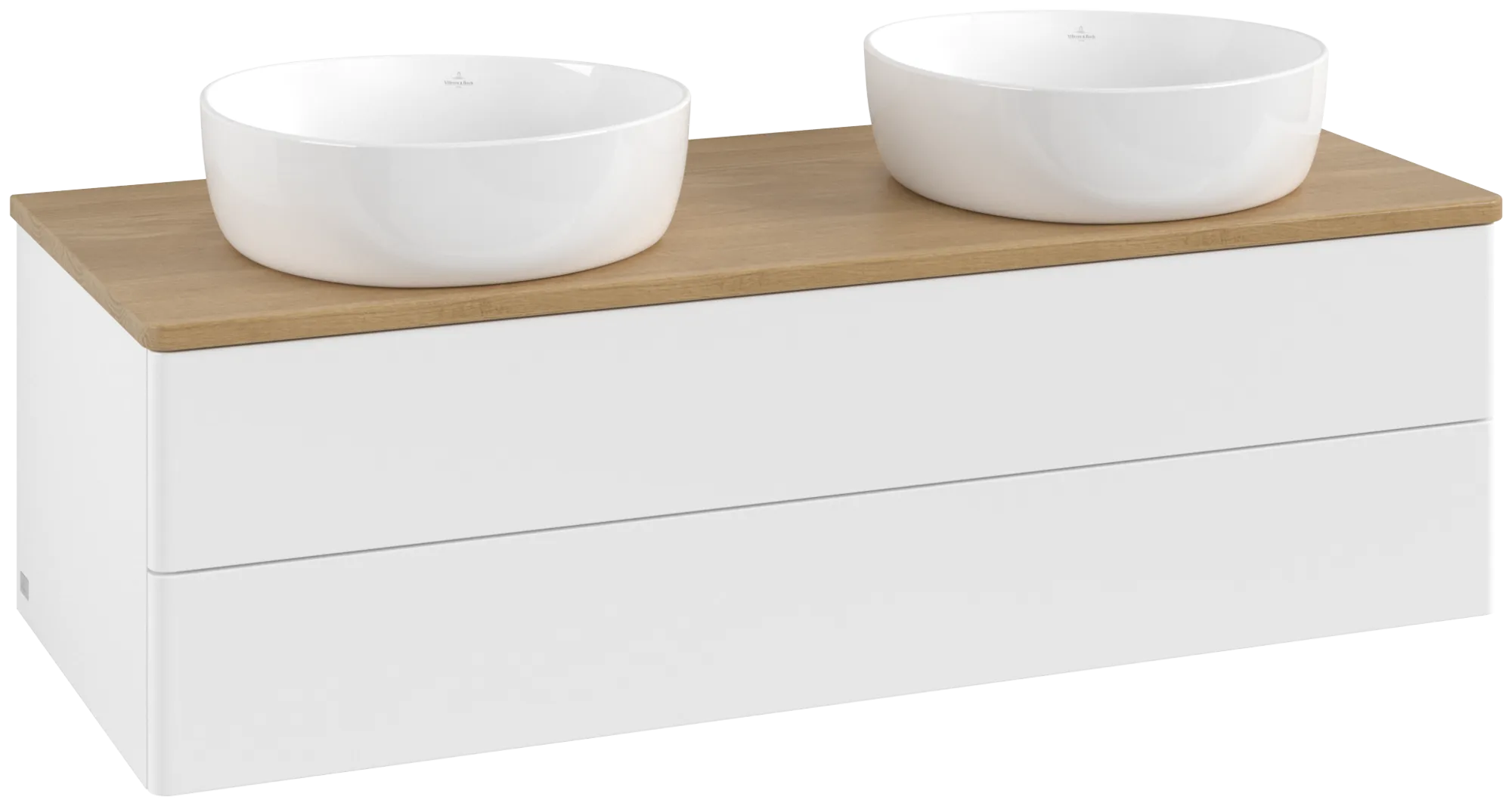 Obrázek VILLEROY BOCH Antao Vanity unit, with lighting, 2 pull-out compartments, 1200 x 360 x 500 mm, Front without structure, White Matt Lacquer / Honey Oak #L24011MT