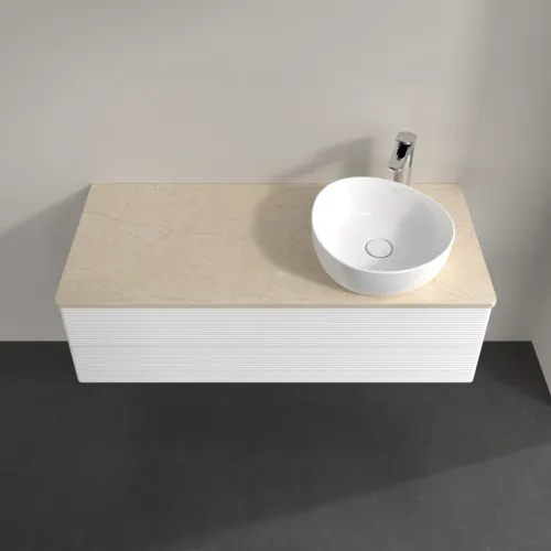 Bild von VILLEROY BOCH Antao Waschbeckenunterschrank, mit Beleuchtung, 2 Auszüge, 1200 x 360 x 500 mm, Front mit Struktur, White Matt Lacquer / Botticino #L23153MT