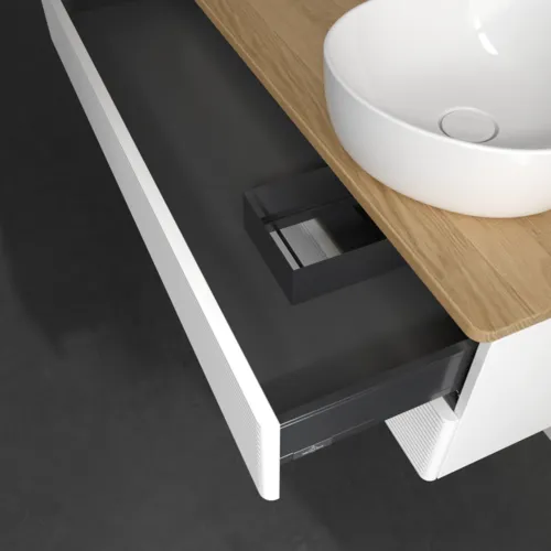 Bild von VILLEROY BOCH Antao Waschbeckenunterschrank, mit Beleuchtung, 2 Auszüge, 1200 x 360 x 500 mm, Front mit Struktur, White Matt Lacquer / Honey Oak #L23151MT