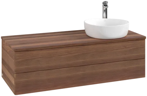 Obrázek VILLEROY BOCH Antao Vanity unit, with lighting, 2 pull-out compartments, 1200 x 360 x 500 mm, Front with grain texture, Warm Walnut / Warm Walnut #L23152HM