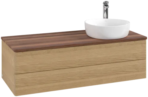 Obrázek VILLEROY BOCH Antao Vanity unit, with lighting, 2 pull-out compartments, 1200 x 360 x 500 mm, Front with grain texture, Honey Oak / Warm Walnut #L23152HN