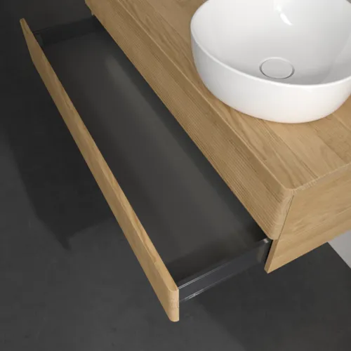 Bild von VILLEROY BOCH Antao Waschbeckenunterschrank, mit Beleuchtung, 2 Auszüge, 1200 x 360 x 500 mm, Front mit Struktur, Honey Oak / Honey Oak #L23151HN