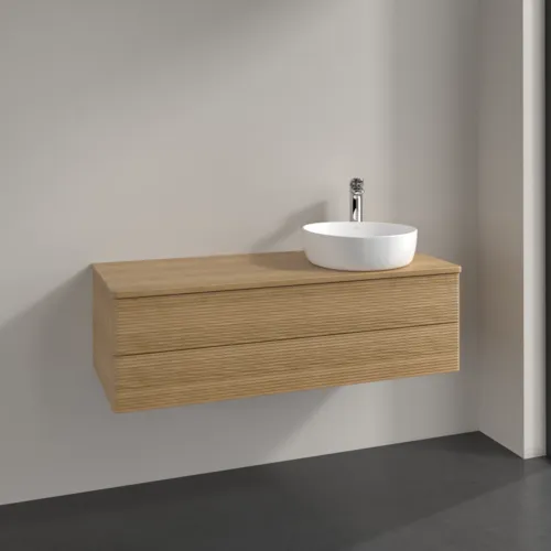 Bild von VILLEROY BOCH Antao Waschbeckenunterschrank, mit Beleuchtung, 2 Auszüge, 1200 x 360 x 500 mm, Front mit Struktur, Honey Oak / Honey Oak #L23151HN