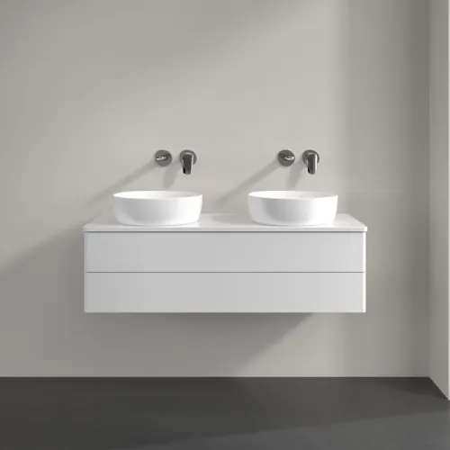 Bild von VILLEROY BOCH Antao Waschbeckenunterschrank, mit Beleuchtung, 2 Auszüge, 1200 x 360 x 500 mm, Front ohne Struktur, Glossy White Lacquer / Glossy White Lacquer #L24050GF