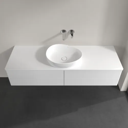 VILLEROY BOCH Antao Waschbeckenunterschrank, mit Beleuchtung, 4 Auszüge, 1600 x 360 x 500 mm, Front ohne Struktur, Glossy White Lacquer / Glossy White Lacquer #L25010GF, Bild 4