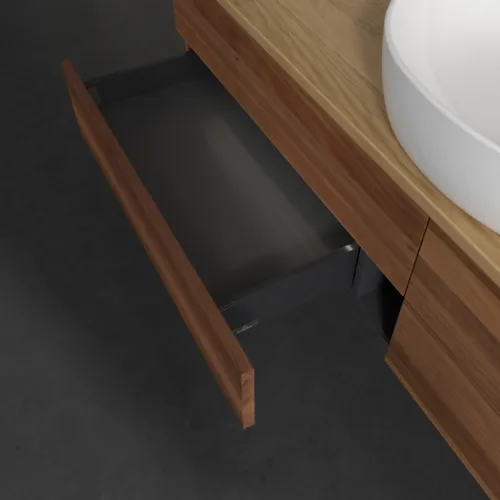 Bild von VILLEROY BOCH Antao Waschbeckenunterschrank, mit Beleuchtung, 4 Auszüge, 1600 x 360 x 500 mm, Front ohne Struktur, Warm Walnut / Honey Oak #L25051HM