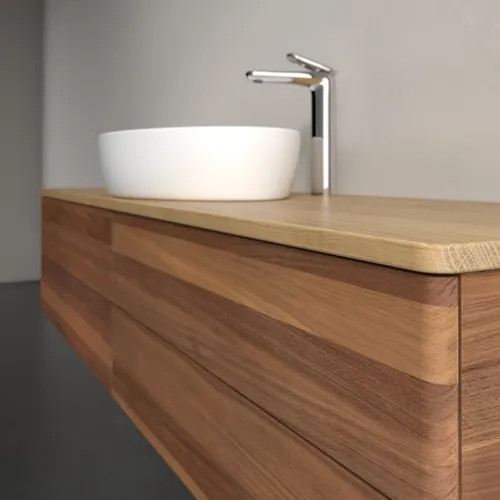 Bild von VILLEROY BOCH Antao Waschbeckenunterschrank, mit Beleuchtung, 4 Auszüge, 1600 x 360 x 500 mm, Front ohne Struktur, Warm Walnut / Honey Oak #L25051HM