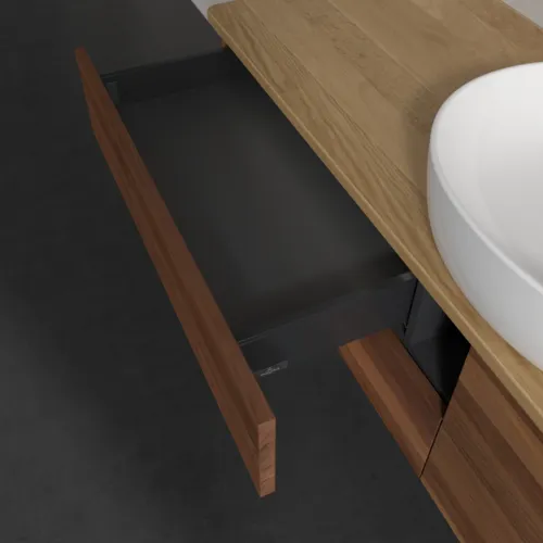 Bild von VILLEROY BOCH Antao Waschbeckenunterschrank, mit Beleuchtung, 4 Auszüge, 1600 x 360 x 500 mm, Front ohne Struktur, Warm Walnut / Honey Oak #L25051HM