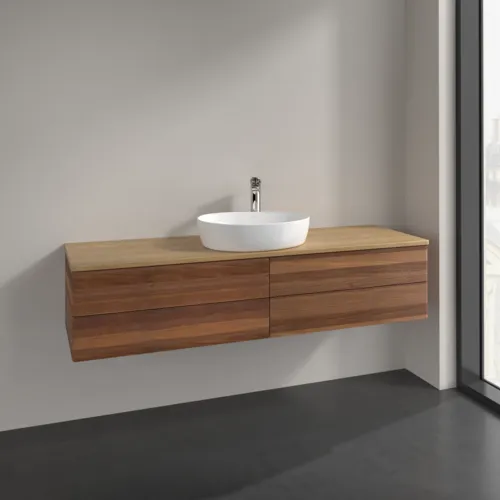 Bild von VILLEROY BOCH Antao Waschbeckenunterschrank, mit Beleuchtung, 4 Auszüge, 1600 x 360 x 500 mm, Front ohne Struktur, Warm Walnut / Honey Oak #L25051HM