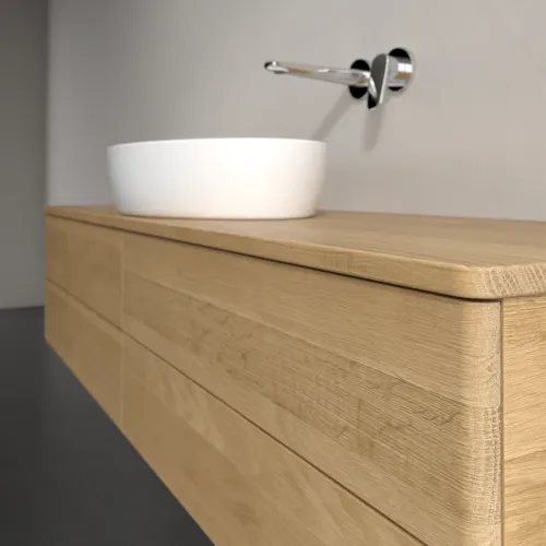 Bild von VILLEROY BOCH Antao Waschbeckenunterschrank, mit Beleuchtung, 4 Auszüge, 1600 x 360 x 500 mm, Front ohne Struktur, Honey Oak / Honey Oak #L25011HN