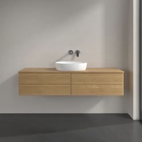 Bild von VILLEROY BOCH Antao Waschbeckenunterschrank, mit Beleuchtung, 4 Auszüge, 1600 x 360 x 500 mm, Front ohne Struktur, Honey Oak / Honey Oak #L25011HN