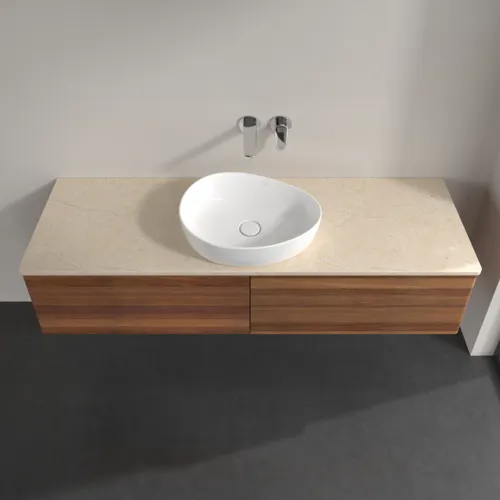 Bild von VILLEROY BOCH Antao Waschbeckenunterschrank, mit Beleuchtung, 4 Auszüge, 1600 x 360 x 500 mm, Front ohne Struktur, Warm Walnut / Botticino #L25013HM