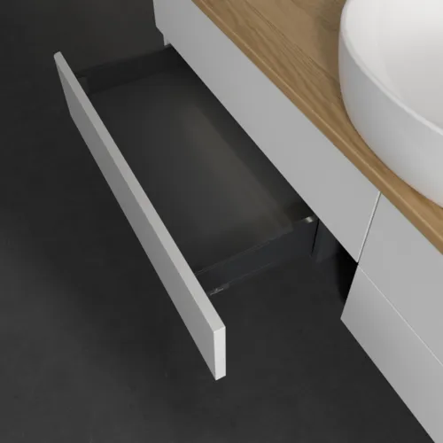 Bild von VILLEROY BOCH Antao Waschbeckenunterschrank, mit Beleuchtung, 4 Auszüge, 1600 x 360 x 500 mm, Front ohne Struktur, Glossy White Lacquer / Honey Oak #L25051GF