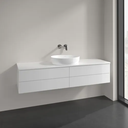 VILLEROY BOCH Antao Waschbeckenunterschrank, mit Beleuchtung, 4 Auszüge, 1600 x 360 x 500 mm, Front ohne Struktur, Glossy White Lacquer / Glossy White Lacquer #L25050GF, Bild 2