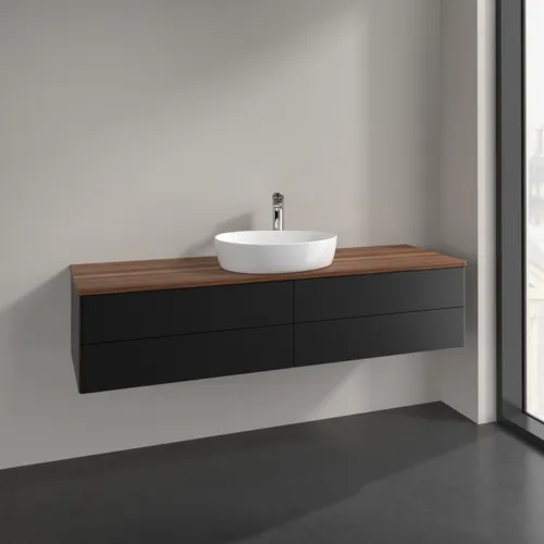 VILLEROY BOCH Antao Waschbeckenunterschrank, mit Beleuchtung, 4 Auszüge, 1600 x 360 x 500 mm, Front ohne Struktur, Black Matt Lacquer / Warm Walnut #L25052PD, Bild 2