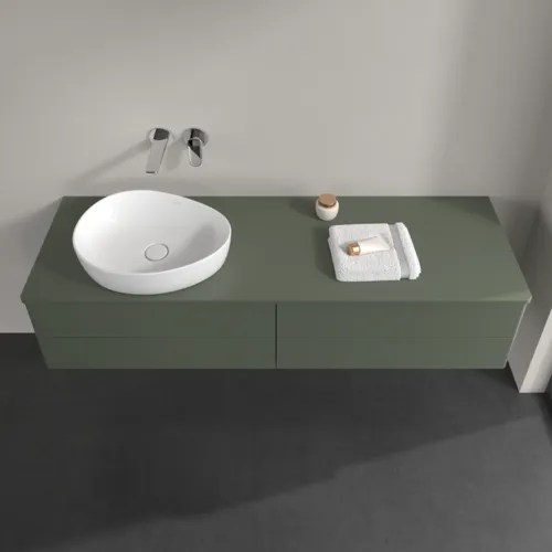 Bild von VILLEROY BOCH Antao Waschbeckenunterschrank, mit Beleuchtung, 4 Auszüge, 1600 x 360 x 500 mm, Front ohne Struktur, Leaf Green Matt Lacquer / Leaf Green Matt Lacquer #L26010HL