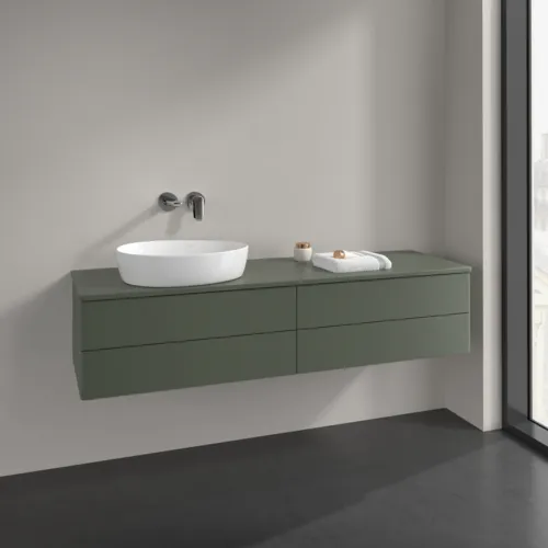 Bild von VILLEROY BOCH Antao Waschbeckenunterschrank, mit Beleuchtung, 4 Auszüge, 1600 x 360 x 500 mm, Front ohne Struktur, Leaf Green Matt Lacquer / Leaf Green Matt Lacquer #L26010HL